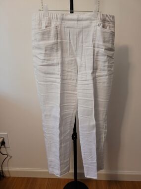 J.Jill Linen Stretch Tapered Ankle Pants in White